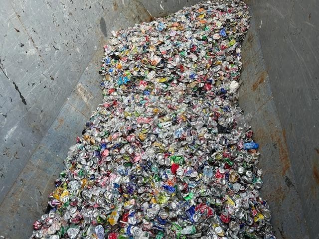 Aluminum, sorted prior to baling for market.