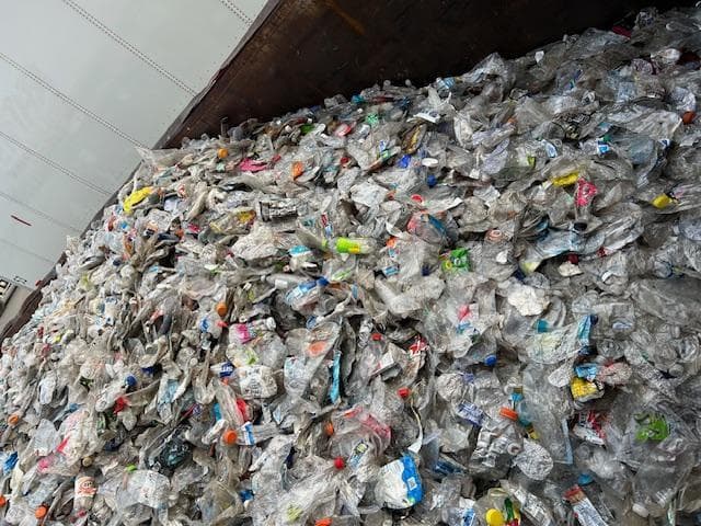 Clear PET, sorted prior to baling for market.