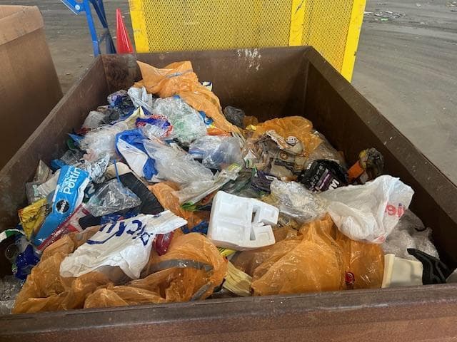 Hefty ReNew™ orange bags prior to secondary sorting